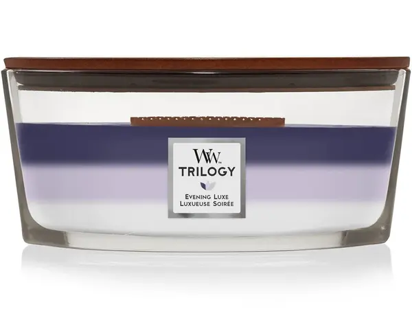 WoodWick Vonná svíčka loď Trilogy Evening Luxe 453,6 g