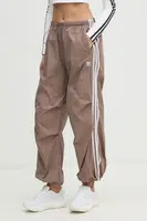 Kalhoty adidas Originals Adicolor dámské, hnědá barva, vzorované, JD3126