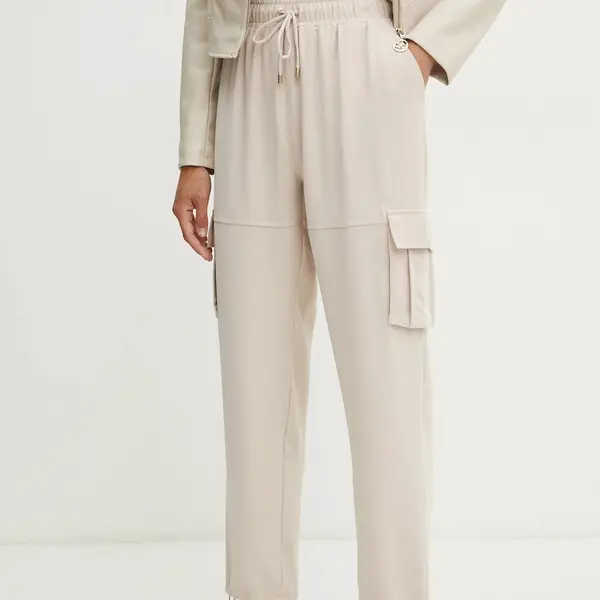 Kalhoty Liu Jo dámské, béžová barva, jednoduché, high waist, TA5102 TS923