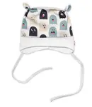 Baby Nellys Kojenecká čepička uzlíček na zavazování - Příšerky, bílá/mátová vel.  68/74