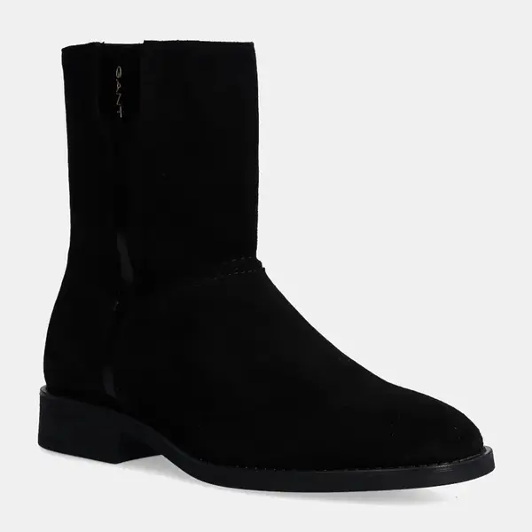Semišové kotníkové boty Gant Fayy dámské, černá barva, na plochém podpatku, 29543774 G00