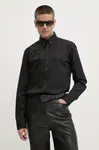 Košile HUGO pánská, černá barva, regular, s klasickým límcem, 50524838