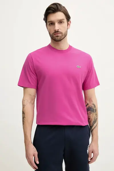 Bavlněné tričko Lacoste fialová barva, TH7318