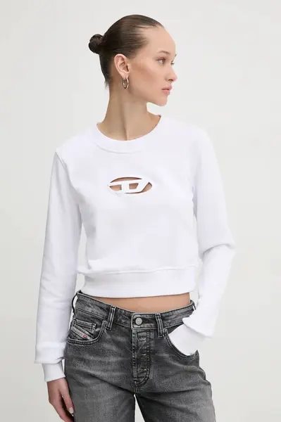 Mikina Diesel F-SLIMMY-OD SWEAT-SHIRT dámská, bílá barva, s aplikací, A09931.0GRAC