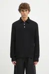 Vlněný svetr Norse Projects Rasmus Relaxed Brushed Polo pánský, černá barva, N45.0614.9999