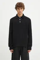 Vlněný svetr Norse Projects Rasmus Relaxed Brushed Polo pánský, černá barva, N45.0614.9999