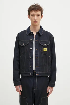 Džínová bunda ICECREAM Oil Stained Trucker Jacket pánská, modrá barva, přechodná, oversize, ICW008