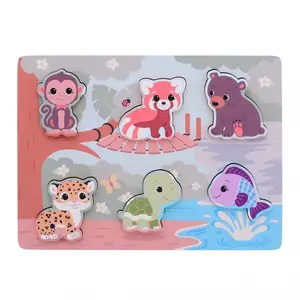 Jouéco the Wildies Family dřevěné puzzle Feel & Touch