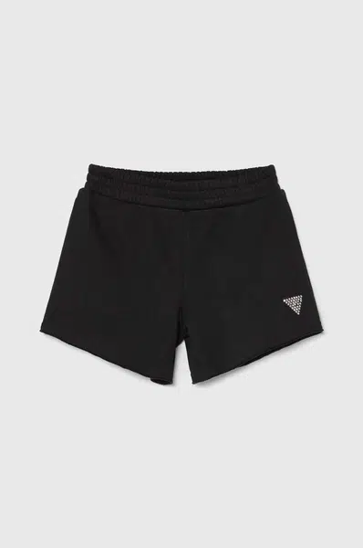 Dětské kraťasy Guess černá barva, s aplikací