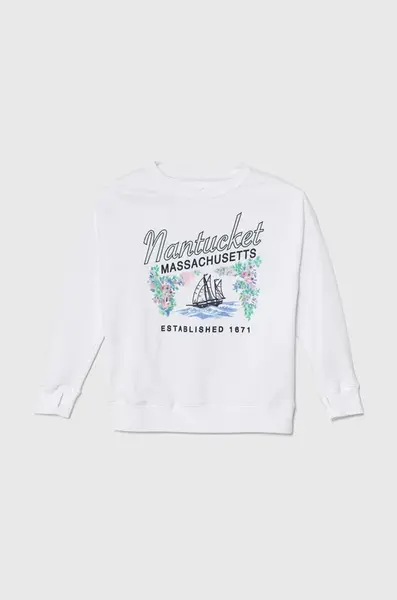 Dětská mikina Abercrombie & Fitch bílá barva, s potiskem
