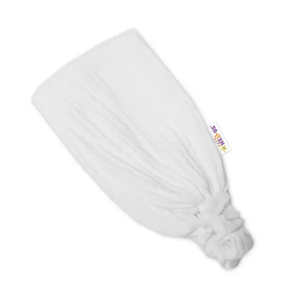 Baby Nellys Lehká mušelínová čelenka Bandana, bílá vel.  104/110
