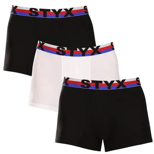 Styx 3PACK pánské boxerky sportovní guma vícebarevné trikolóra (3G19001) L