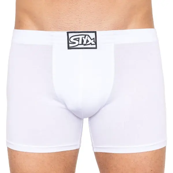 Styx Pánské boxerky long klasická guma bílé (F1061) XXL