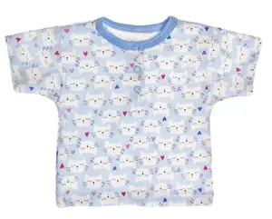 MBaby Bavlněné Polo tričko s krátkým rukávem Kočičky vel. 68 - modré