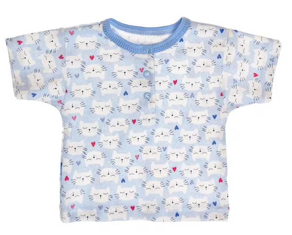 mbaby Bavlněné Polo tričko s krátkým rukávem Kočičky vel. 68 - modré