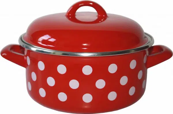 METALAC Kastrol s poklicí červený, puntík 24cm 4,75lt