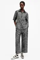 Kalhoty AllSaints JEMI dámské, stříbrná barva, široké, medium waist, W052TB