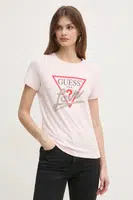 Bavlněné tričko Guess růžová barva, W5RI10 I3Z14