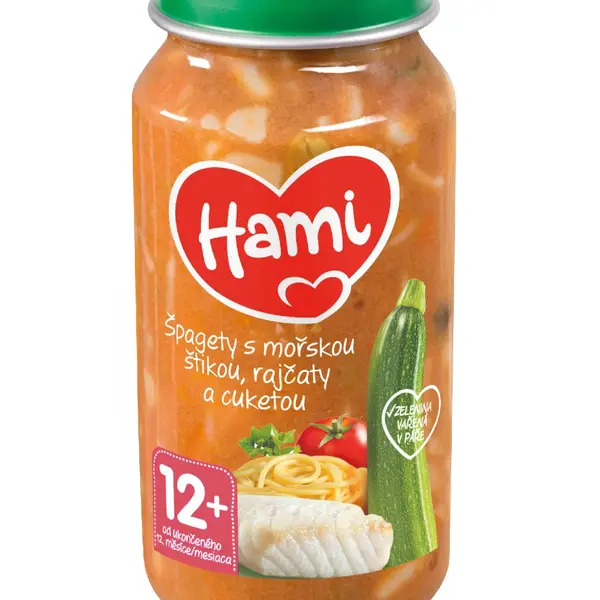 Hami Špagety s mořskou štikou rajčaty a cuketou 12m+ 250 g