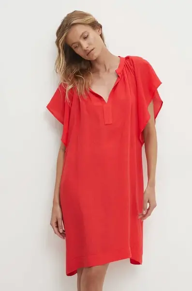 Bavlněné šaty Answear.LAB červená barva, mini, oversize