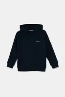 Dětská mikina Tommy Hilfiger tmavomodrá barva, s kapucí, hladká, KS0KS00595