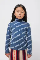 Dětské bavlněné tričko s dlouhým rukávem Bobo Choses modrá barva, s pologolfem, 224TC002