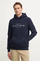 Mikina Tommy Hilfiger pánská, tmavomodrá barva, s kapucí, s potiskem, MW0MW37455