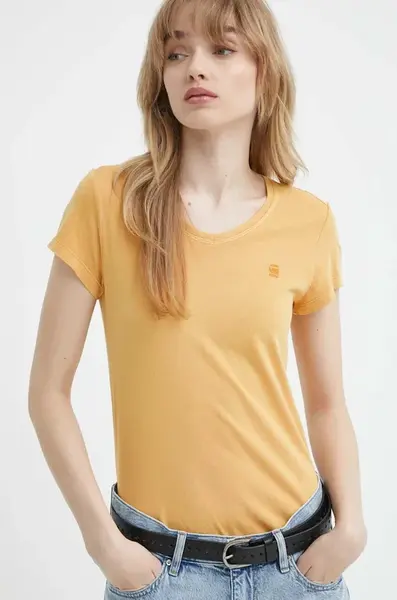 Bavlněné tričko G-Star oranžová barva