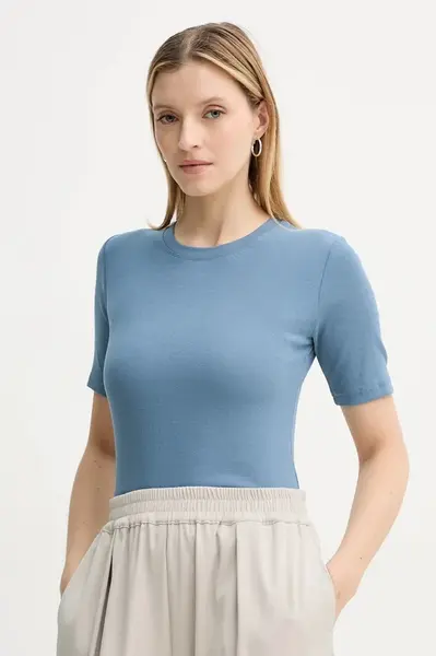 Tričko Samsoe Samsoe modrá barva