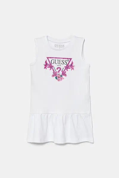 Dětské bavlněné šaty Guess bílá barva, mini, K4RK23 KA6W4
