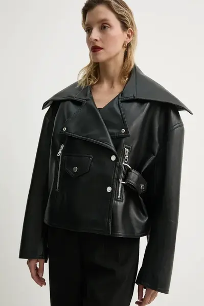 Křivák Nanushka ADO dámská, černá barva, přechodná, oversize, NW22CROW01799