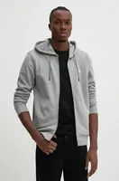 Mikina Guess pánská, šedá barva, s kapucí, hladká