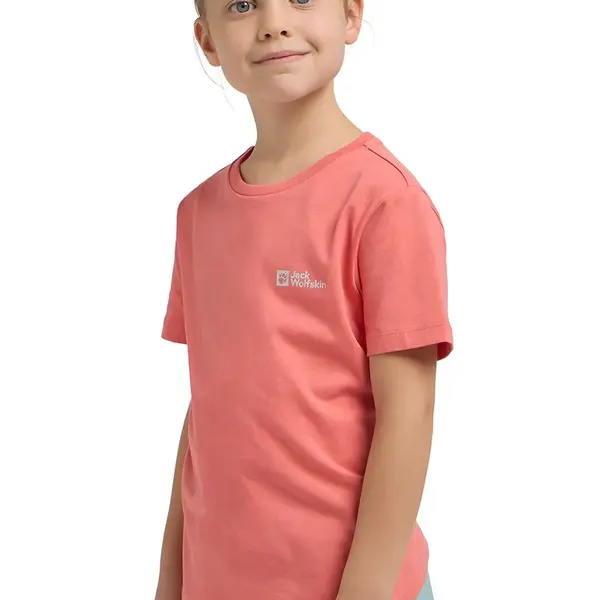 Dětské bavlněné tričko Jack Wolfskin ESSENTIAL COTTON T K růžová barva, A64184