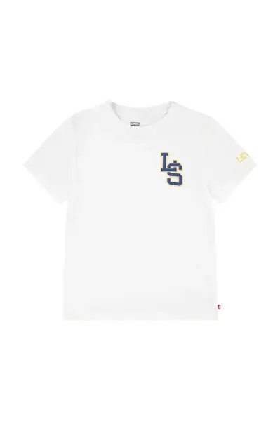 Dětské bavlněné tričko Levi's "LS" MONOGRAM TEE bílá barva, 9EL402