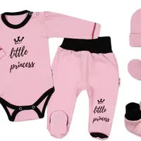 Baby Nellys 5-ti dílná soupravička do porodnice Little Princess, vel. 62 - růžová