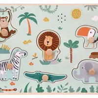 Adam Toys Dřevěné zábavné vkládací puzzle se zvukem  Safari