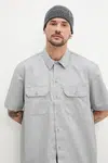 Košile Dickies pánská, šedá barva, regular, s klasickým límcem