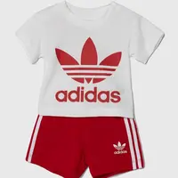 Dětská bavlněná souprava adidas Originals červená barva