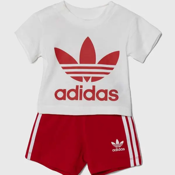 Dětská bavlněná souprava adidas Originals červená barva