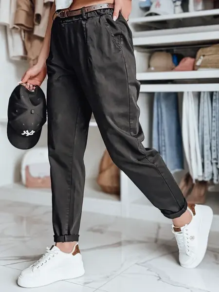 Dámske čierne chino nohavice s pásom