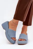 Boto Textilné Dámske Šľapky Na Platforme A Klinu Džínové Afisal