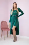 Dress with decorative belt and inscription dark green