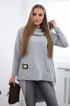 Sweatshirt with a long back and a hood in grey