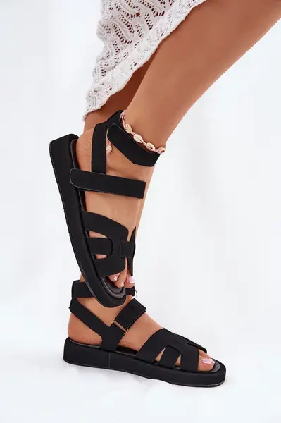 Boto Dámske Sandále S Velcro Čierne Uvissa