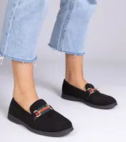 Gemre Čierne mokasíny z eko-semišu so zlatou ozdobou Daliana
