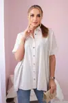 Cotton shirt with short sleeves beige color