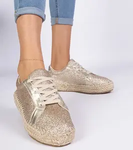 Gemre Zlaté dámske espadrilky zdobené brokátom Taredo