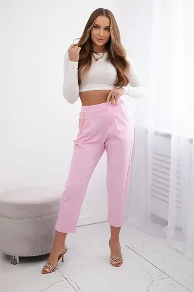 New Punto Trousers with Chain Light Pink