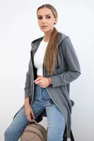 Women's long hoodie Kesi - dark gray melange