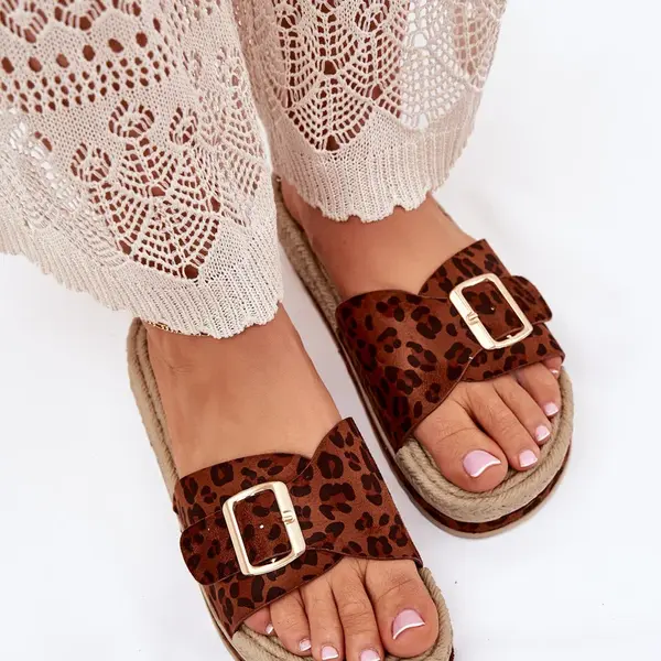 Boto Dámske Sandále Na Platforme So Zlatou Prackou Leopard Selira